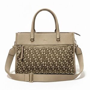 DKNY Beige and Brown Monogram Satchel